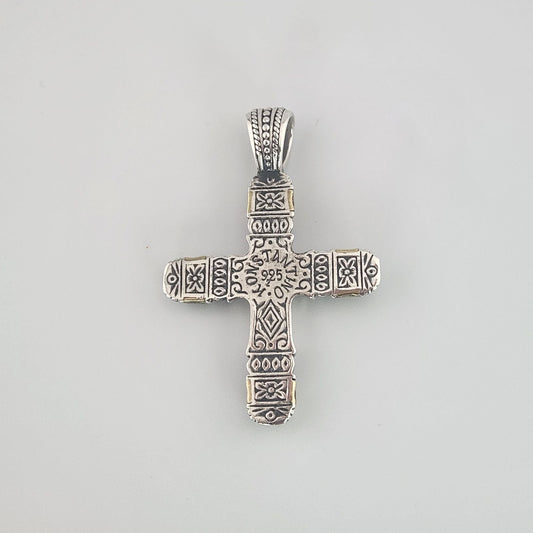 Konstantino Sterling Silver 925 & Bronze Large Cross Pendant