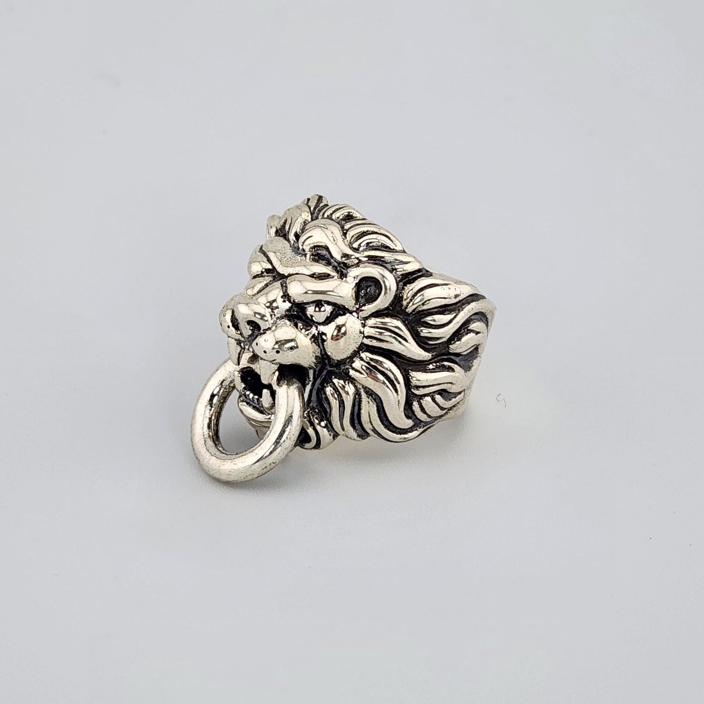 King Baby Sterling Silver Lion Head Ring Men's Size 10.75