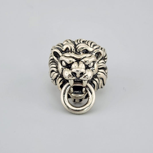 King Baby Sterling Silver Lion Head Ring Men's Size 10.75