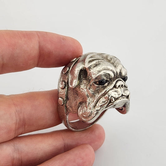 Scott Kay Sterling Silver Bulldog Biker Ring Huge Mens Size 12.75