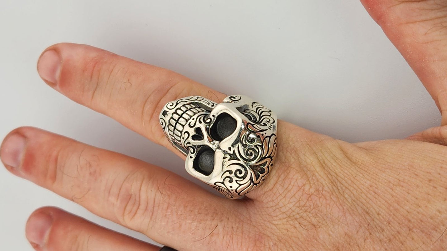 King Baby Sterling Silver Skull Ring Movable Jaw Size 12 Men's