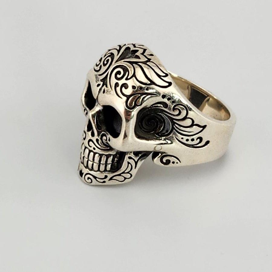 King Baby Sterling Silver Skull Ring Movable Jaw Size 12 Men's